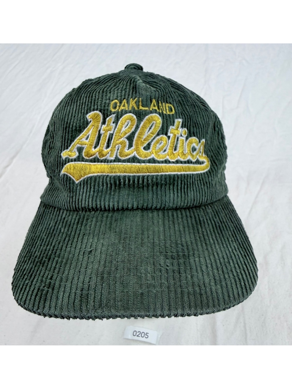 Vintage Oakland Athletics Green Corduroy Baseball Cap Adjustable Strap